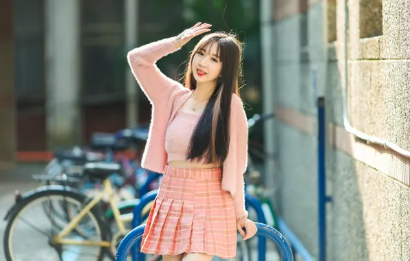 Wallpaper girl, the city, Asian