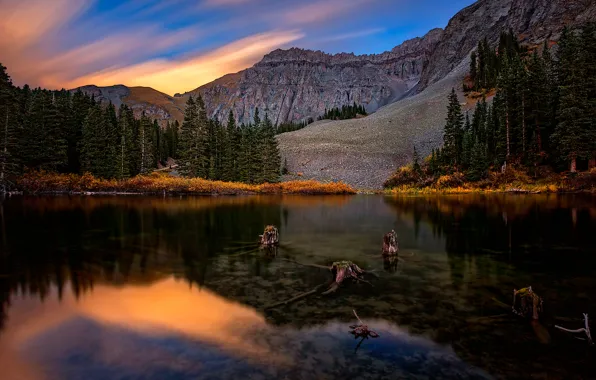 Picture mountains, lake, reflection