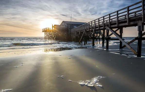 Picture bridge, shore, sea