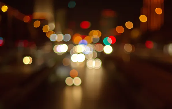 Road, light, machine, night, the city, lights, colorful, bokeh