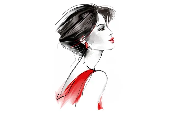 Picture profile, elegance, Tatiana Nikitina, drawn girl, Tatiana Nikitina