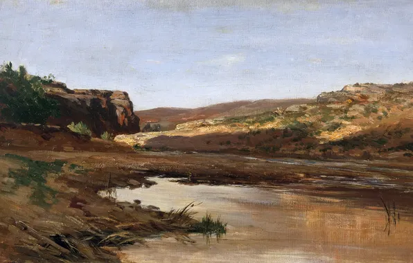 Landscape, picture, Carlos de Haes, Pond Hereby in Aragon