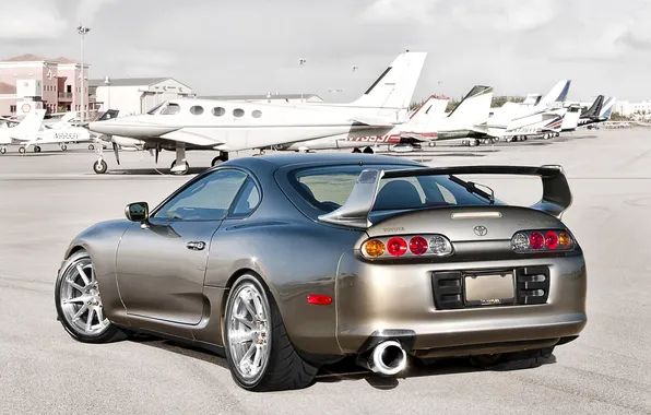 Picture the sky, grey, Toyota, the airfield, Supra, aircraft, supra, Toyota