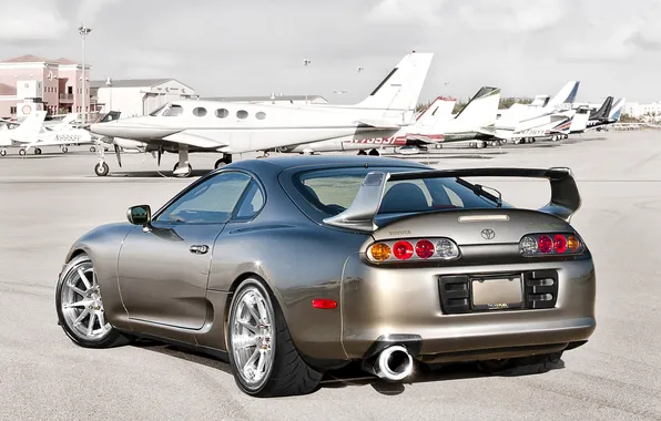 The sky, grey, Toyota, the airfield, Supra, aircraft, supra, Toyota