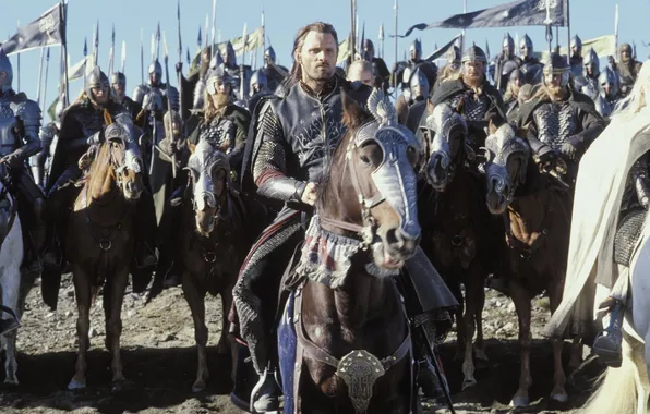 Picture The Lord Of The Rings, riders, king, army, Aragorn