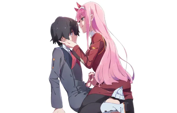 Girl, background, pair, white background, guy, 002, Darling In The Frankxx, Cute in France