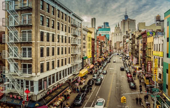 Picture the city, street, the building, Chinatown