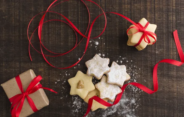 Box, gift, New Year, cookies, Christmas, tape, Christmas, box