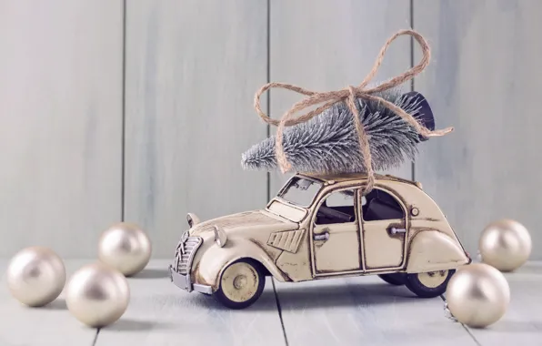 Decoration, balls, toys, tree, New Year, Christmas, machine, happy
