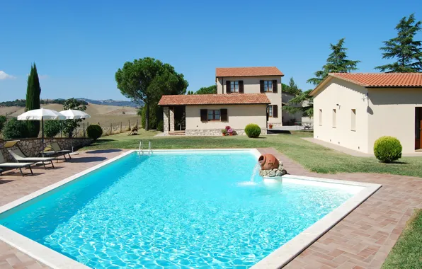 Villa, pool, Italy, Italy, Siena, Villa Del Grano, mediterranean architecture