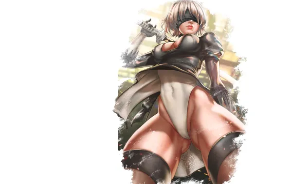 Girl, hot, sexy, panties, boobs, muscle, anime, Nier