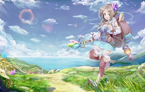 Picture girl, nature, anime, art, shirowa