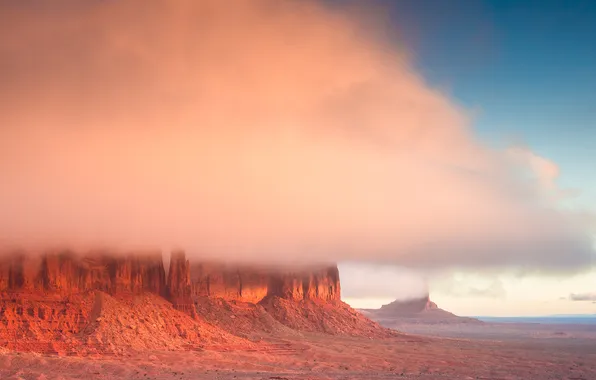 Landscape, mountains, fog