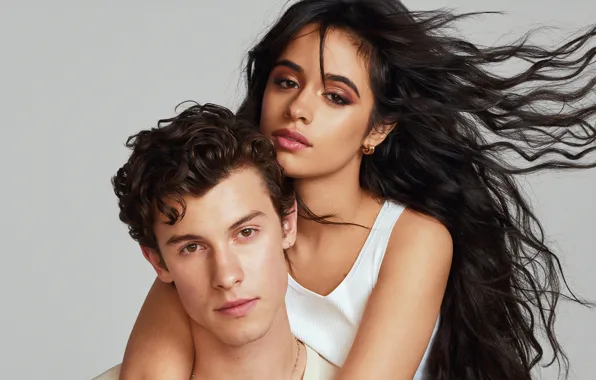 Picture look, guy, hair, Camila Hair, girl, Shawn Mendes, hugs
