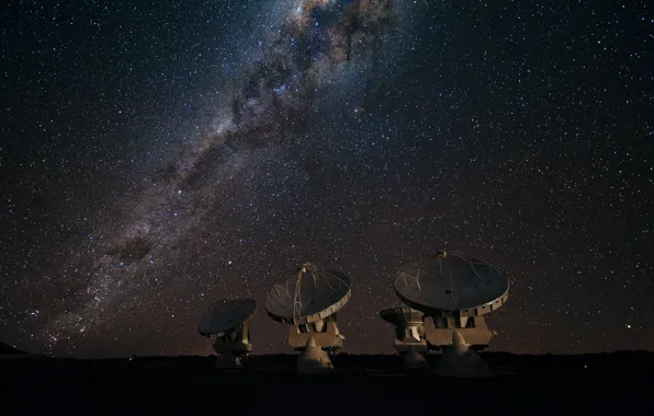Stars, The milky way, galaxy, radio telescope