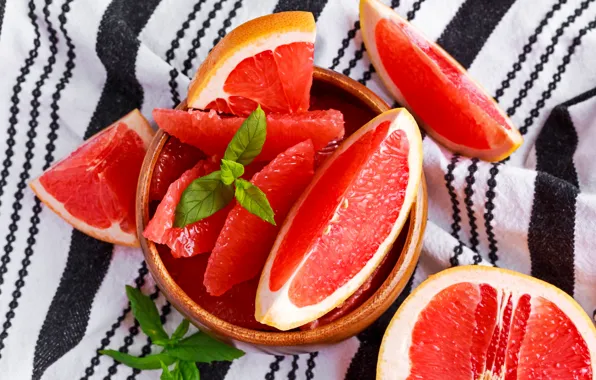 Plate, fruit, vitamins, grapefruit, slices