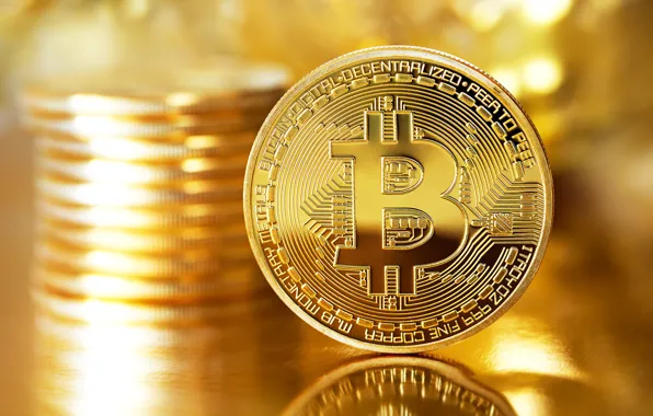 Picture blur, logo, gold, coin, coin, bitcoin, bitcoin, btc