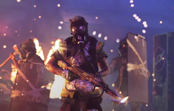 Weapons, soldiers, gas mask, Tom Clancy's The Division 2