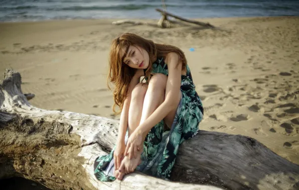 Picture girl, shore, Asian