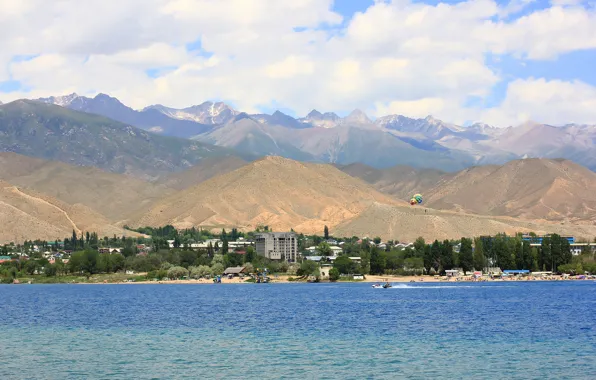 Picture mountains, stay, lake, Issyk-Kul