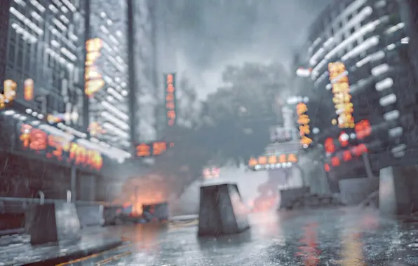 The sky, The city, Light, Rain, The building, DICE, Battlefield 4, Frostbite 3