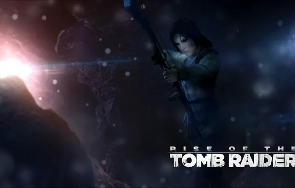 Picture snow, bow, arrows, lara croft, Crystal Dynamics, Rise of the Tomb Raider