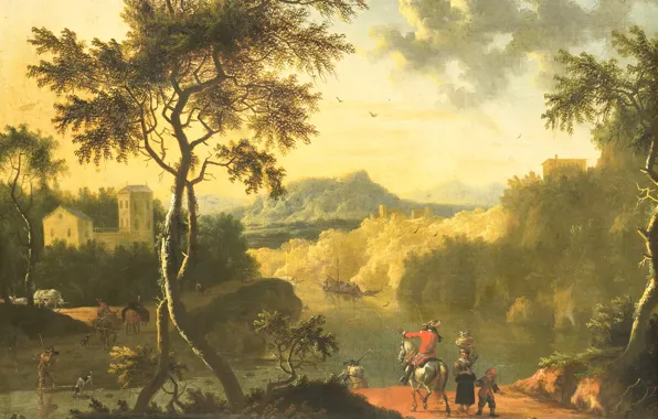 Oil, picture, Italian Landscape, Timotheus de Graef