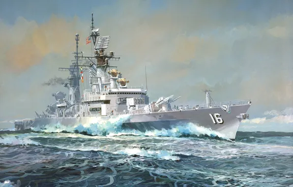 The sky, Sea, Figure, Ship, Destroyer