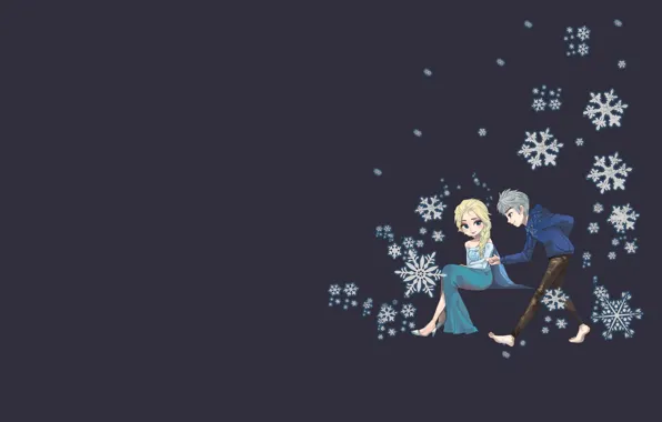 Picture snowflakes, heart, cartoon, sleep, art, hero, pair, Frozen