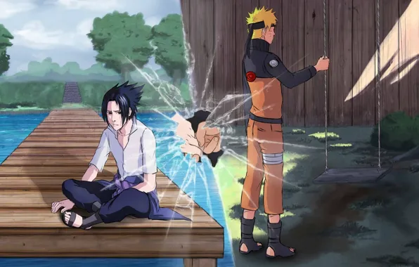 Fragments, Sasuke, Naruto, friends, naruto, art