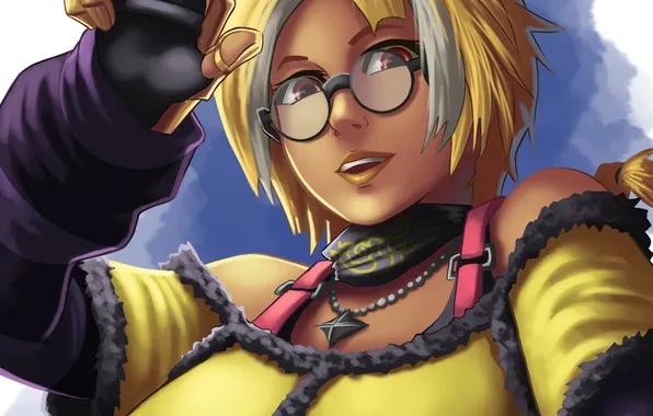 Blonde, fighting, glasses, Nagase, King of Fighters Maximum Impact