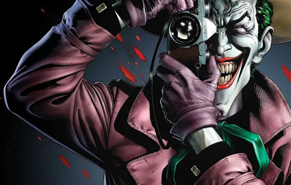 Picture Smile, The camera, Blood, Joker, Teeth, Gloves, Hat, Comic