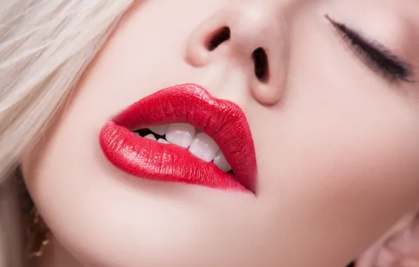 Woman, lips, make up
