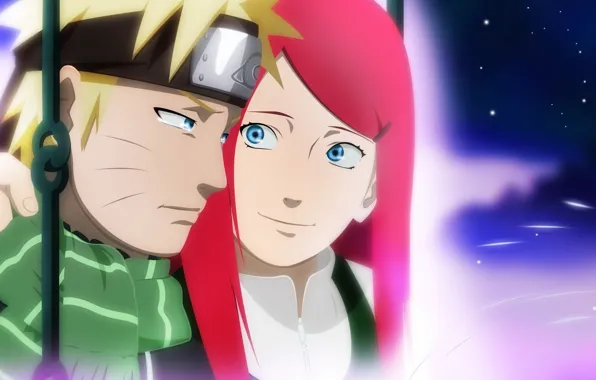Love, game, Naruto, sky, red hair, anime, cloud, stars