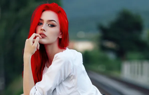 Girl, makeup, Girl, red hair, Redhead, colored hair, Redhead Girl