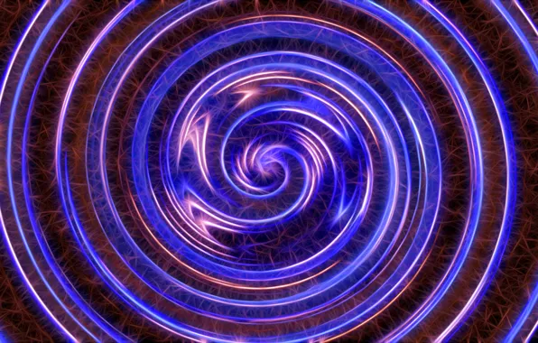 Space, line, abstraction, glow, spiral, fractal, zigzags