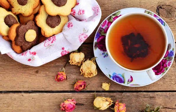 Picture tea, roses, cookies