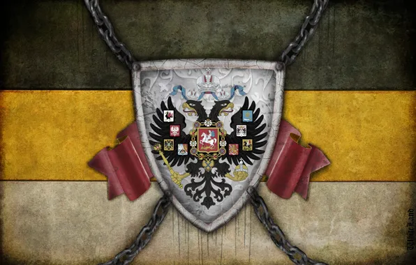 Russian Empire Flag with Coat of Arms. - Phone Wallpaper.