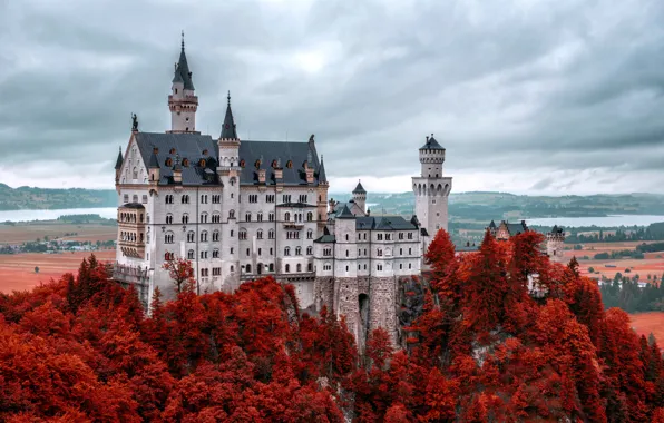 Castle, Germany, autumn, mountain, Neuschwanstein, Bavaria, Alps, Neuschwanstein Castle