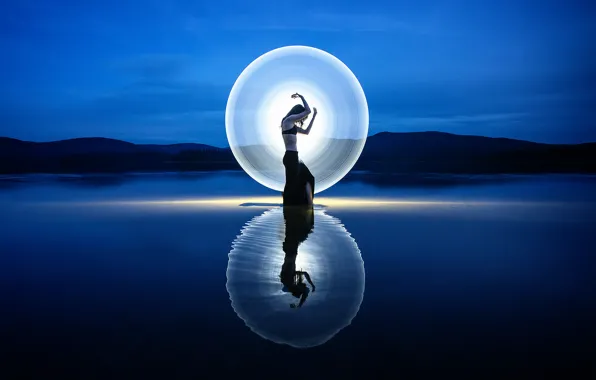 Girl, light, silhouette, drives, Signs of light