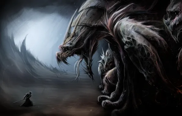 Dragon, warrior, Art