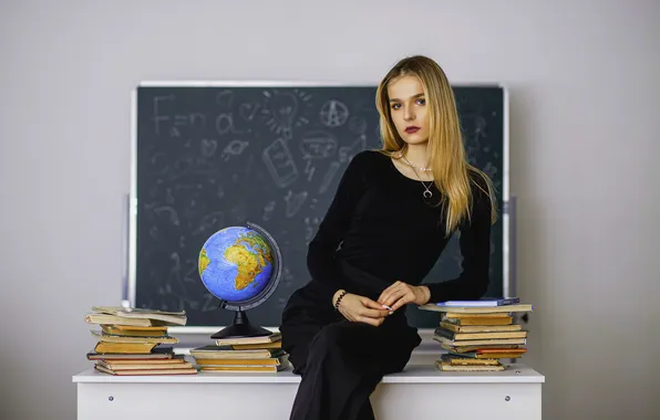 Blonde, the teacher, woman, school, cute girl, teacher, blonde girl