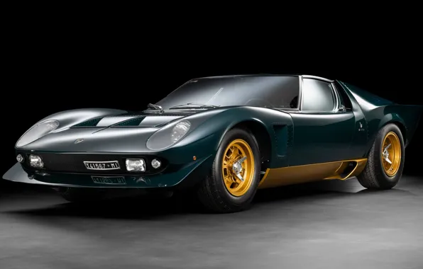 Picture dark green, super car, muira, Lamborghini miura p400