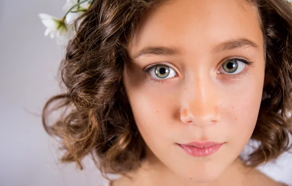 Picture green eyes, pretty, look, little girl