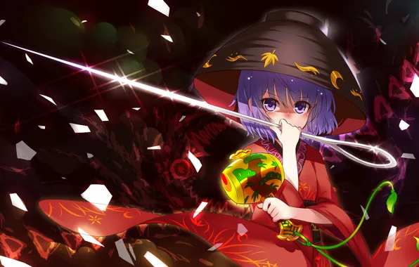 Fragments, needle, blue hair, bowl, touhou projeck, clapper