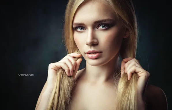 Close-up, face, background, model, portrait, makeup, hairstyle, blonde