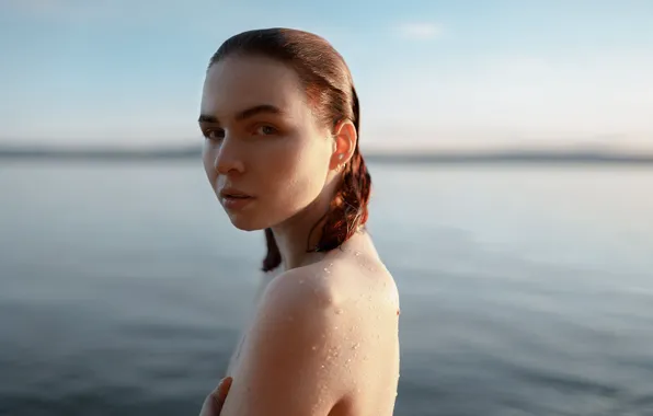 Girl, naked, wet, in the water, Masha, Alexey Sinyavsky