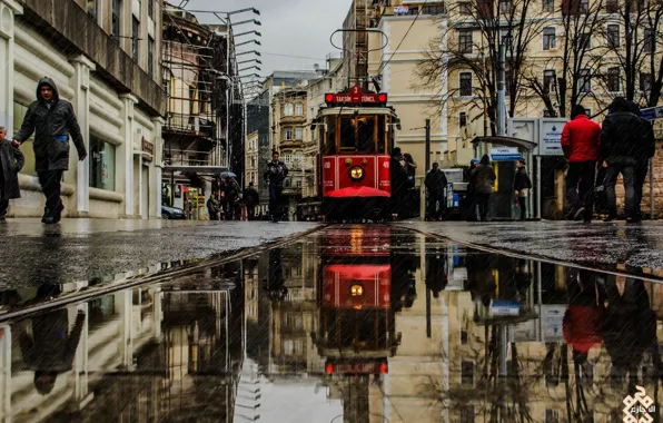Water, home, puddle, tram, Istanbul, Dol