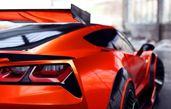 Corvette, Machine, Orange, Car, Rendering, Stingray, Corvette Stingray, Sports car