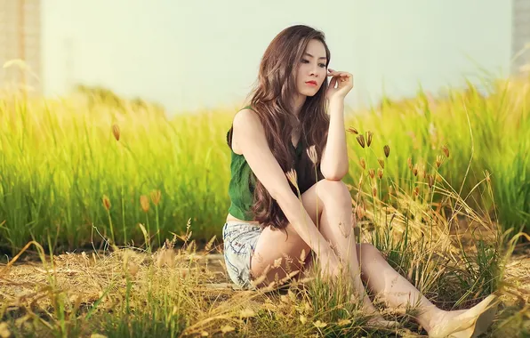 Girl, background, Asian